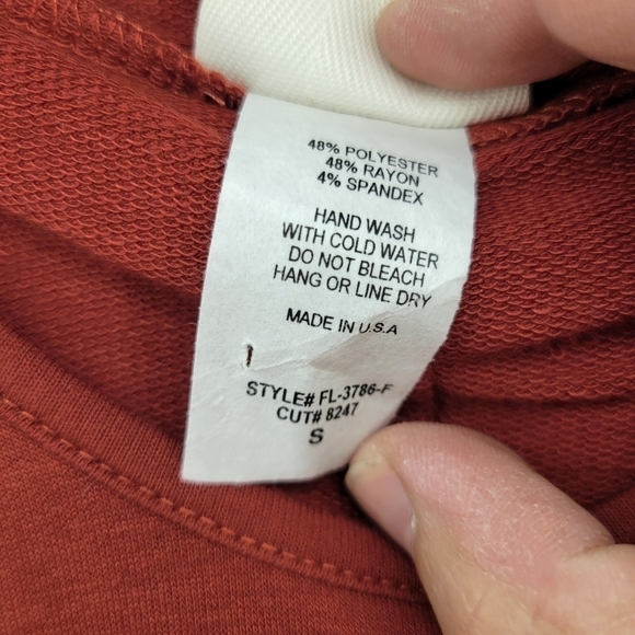 Freeloader Rusty Orange Hooded Sweater Top Sz Sm - Picture 3 of 4